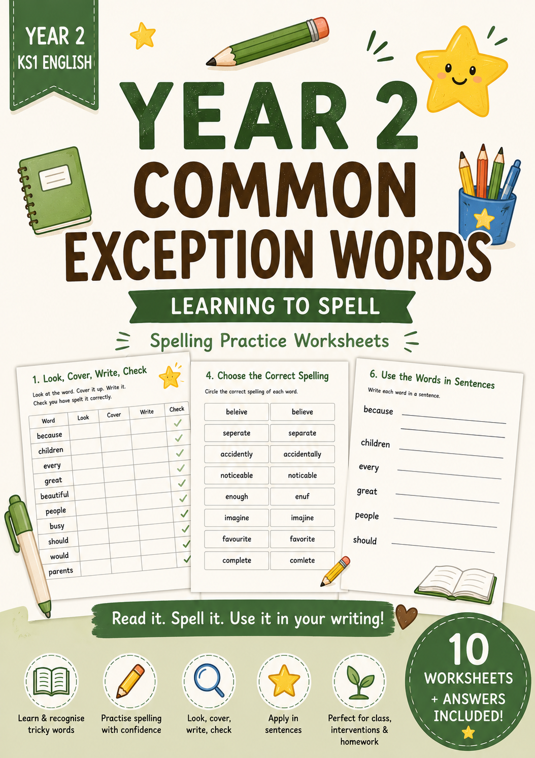 Year 2 Common Exception Words Worksheet