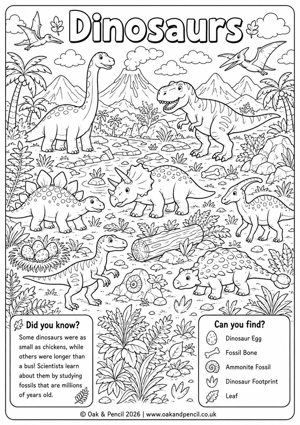 Dinosaurs Colouring Worksheet