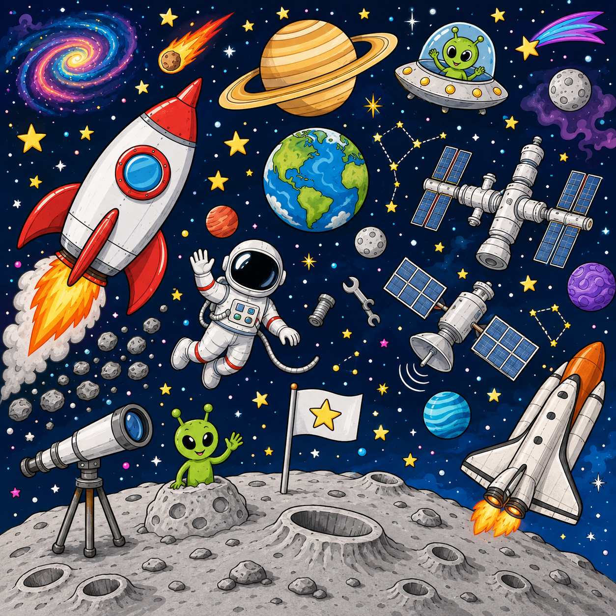 Space Colouring Worksheet