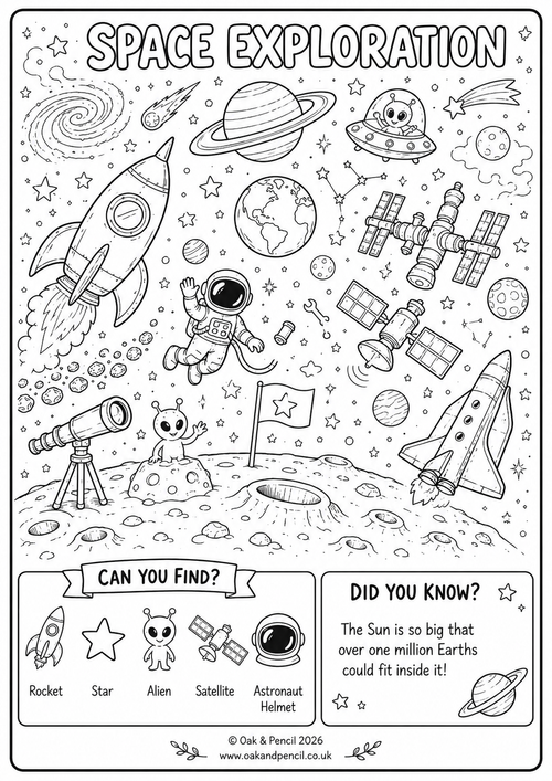 Space Colouring Worksheet